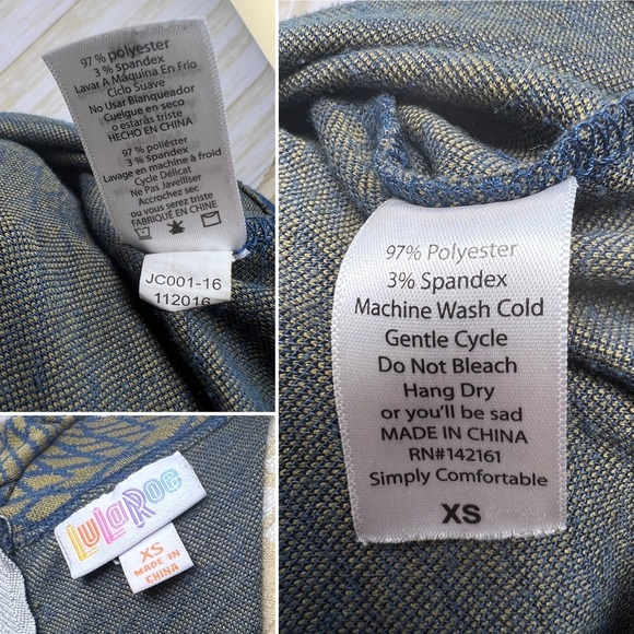 LuLaRoe Amelia Dress w/ Pockets, Zipper Back Blue & Olive Geometric Design - Picture 5 of 16